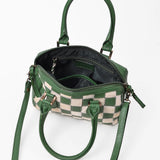 American Darling Green & Ivory Checkered Leather Speedy Handbag