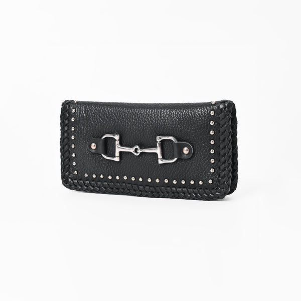 American Darling Black Western Leather Wallet with Horse Bit