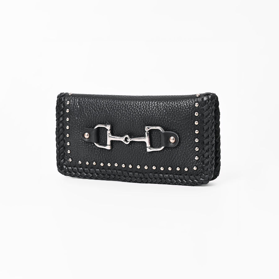 American Darling Black Western Leather Wallet with Horse Bit