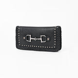 American Darling Black Western Leather Wallet with Horse Bit