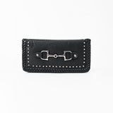 American Darling Black Western Leather Wallet with Horse Bit
