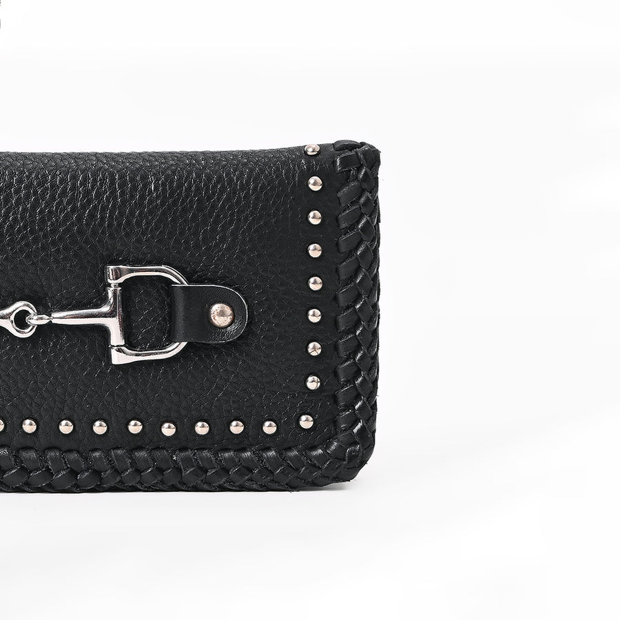 American Darling Black Western Leather Wallet with Horse Bit