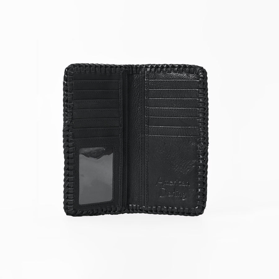 American Darling Black Western Leather Wallet with Horse Bit