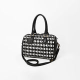 American Darling Black Geometric Hair-On Hide Leather Bowler Speedy Bag