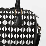 American Darling Black Geometric Hair-On Hide Leather Bowler Speedy Bag