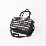American Darling Black Geometric Hair-On Hide Leather Bowler Speedy Bag
