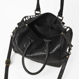 American Darling Black Geometric Hair-On Hide Leather Bowler Speedy Bag