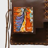 American Darling Cross body Bag, Hand-Painted Genuine Leather, Buck Stitched Western Bag with Fringes and YKK Zipper