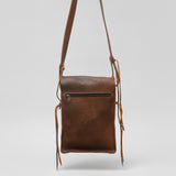 American Darling Cross body Bag, Hand-Painted Genuine Leather, Buck Stitched Western Bag with Fringes and YKK Zipper