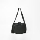 American Darling Black Hair-On Hide Leather Fringe Shoulder Bag w/ Concho