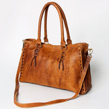 American Darling Tote Bag - Genuine Vegetable-Tanned Leather Western Purse with Buck Stitching & YKK Zipper