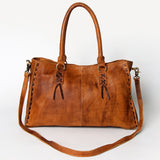 American Darling Tote Bag - Genuine Vegetable-Tanned Leather Western Purse with Buck Stitching & YKK Zipper