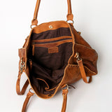 American Darling Tote Bag - Genuine Vegetable-Tanned Leather Western Purse with Buck Stitching & YKK Zipper