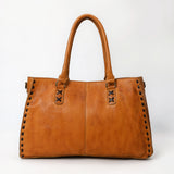 American Darling Tote Bag - Genuine Vegetable-Tanned Leather Western Purse with Buck Stitching & YKK Zipper