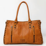 American Darling Tote Bag - Genuine Vegetable-Tanned Leather Western Purse with Buck Stitching & YKK Zipper
