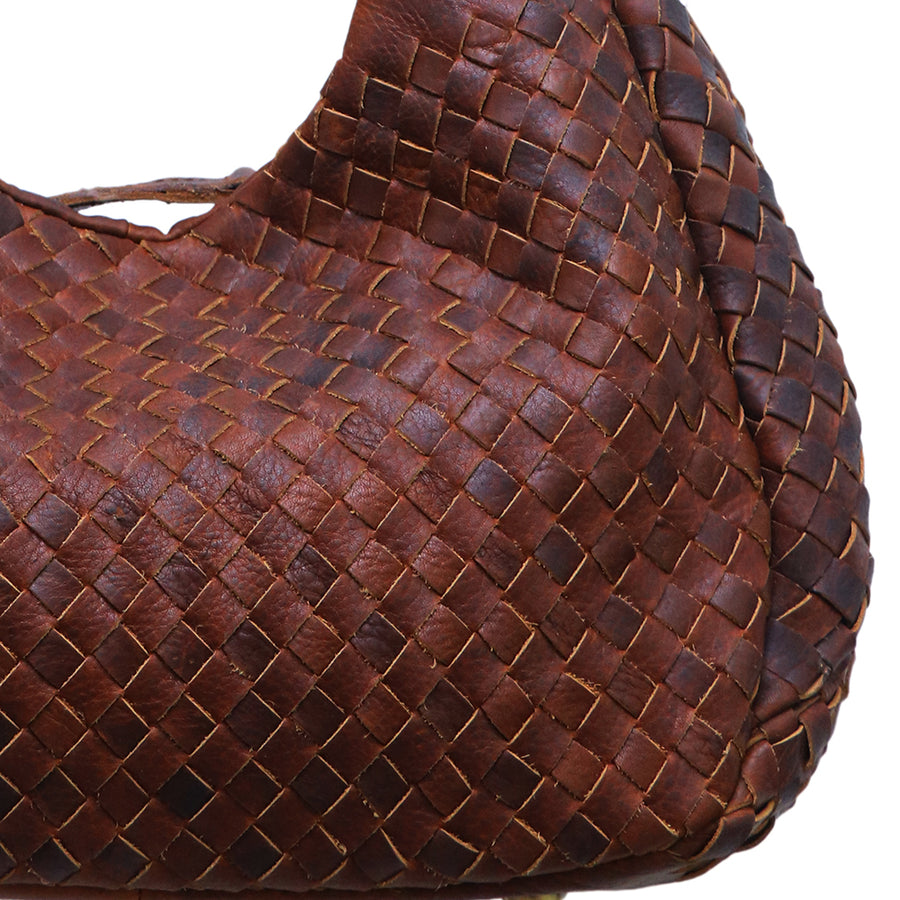 American Darling Genuine Leather Woven Hobo Shoulder Bag for Women - Brown Handwoven Leather Tote Purse, Premium Fashion Travel Gift