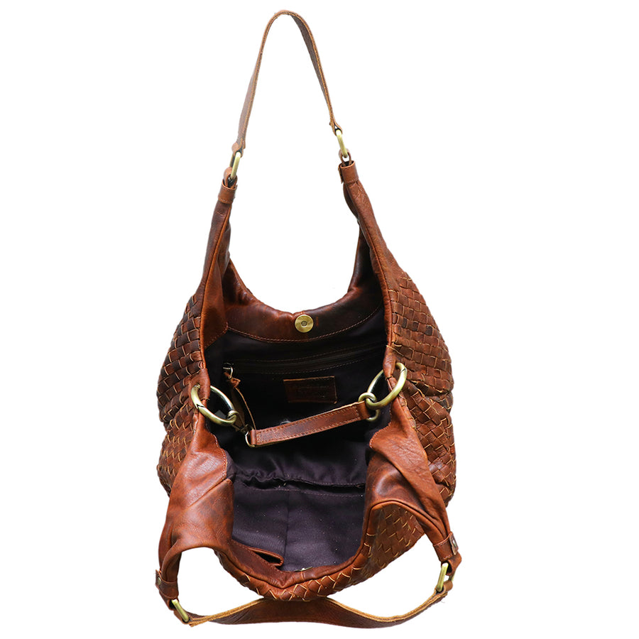 American Darling Genuine Leather Woven Hobo Shoulder Bag for Women - Brown Handwoven Leather Tote Purse, Premium Fashion Travel Gift