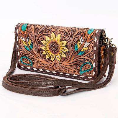 American Darling Organiser Bag, Hand Painted Western Leather, Vegetable Tanned Full Grain, 4in (H) X 8in (W) X 1.5in (D)