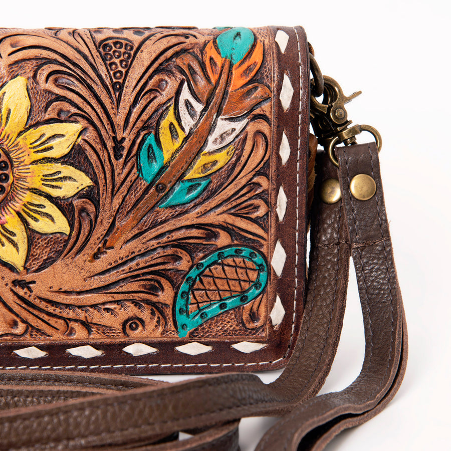 American Darling Organiser Bag, Hand Painted Western Leather, Vegetable Tanned Full Grain, 4in (H) X 8in (W) X 1.5in (D)
