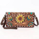 American Darling Organiser Bag, Hand Painted Western Leather, Vegetable Tanned Full Grain, 4in (H) X 8in (W) X 1.5in (D)
