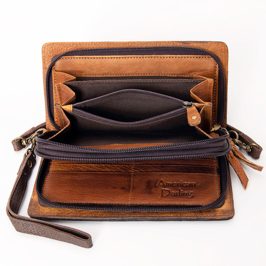 American Darling Organiser Bag, Hand Painted Western Leather, Vegetable Tanned Full Grain, 4in (H) X 8in (W) X 1.5in (D)