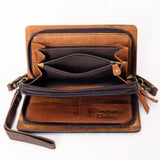 American Darling Organiser Bag, Hand Painted Western Leather, Vegetable Tanned Full Grain, 4in (H) X 8in (W) X 1.5in (D)