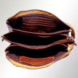 American Darling Genuine Leather Woven Cosmetic Pouch for Women, Brown Handwoven Zipper Makeup Bag