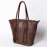 American Darling Tote Bag Western Genuine Leather Handcrafted Large Purse with Fringes and Braided Straps