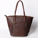 American Darling Tote Bag Western Genuine Leather Handcrafted Large Purse with Fringes and Braided Straps