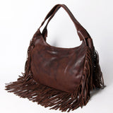 American Darling Genuine Leather Fringe Hobo Shoulder Bag for Women, Brown Western Boho Purse