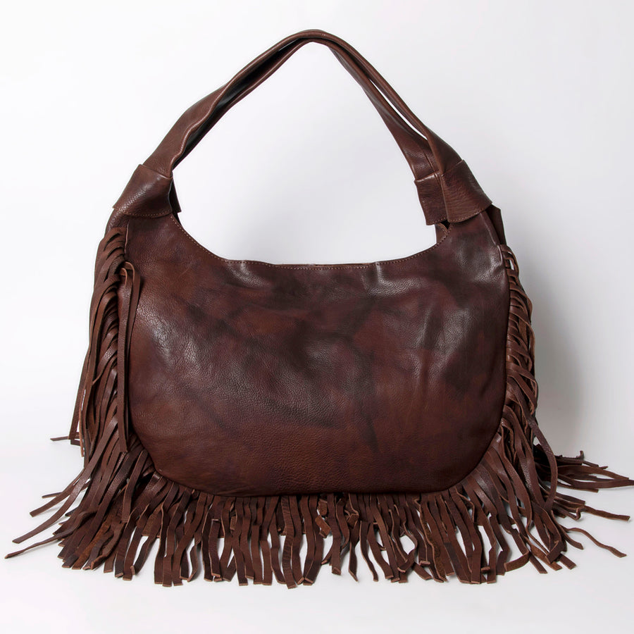 American Darling Genuine Leather Fringe Hobo Shoulder Bag for Women, Brown Western Boho Purse