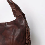 American Darling Genuine Leather Fringe Hobo Shoulder Bag for Women, Brown Western Boho Purse