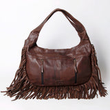 American Darling Genuine Leather Fringe Hobo Shoulder Bag for Women, Brown Western Boho Purse