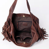 American Darling Genuine Leather Fringe Hobo Shoulder Bag for Women, Brown Western Boho Purse