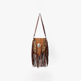 American Darling Messenger Bag Western Hair-On Cowhide Genuine Leather Handcrafted Crossbody Purse with Fringes and YKK Zipper