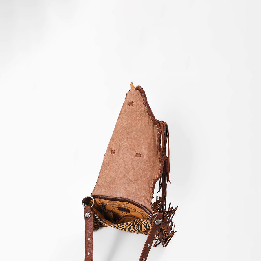 American Darling Messenger Bag Western Hair-On Cowhide Genuine Leather Handcrafted Crossbody Purse with Fringes and YKK Zipper