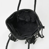 Genuine Cowhide Leather Tote Bag for Women – Black & White Checkered Hair-On Bag