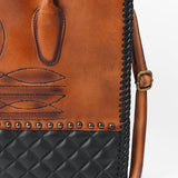American Darling Western Boot Stitched Leather Tote Bag for Women