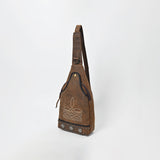 American Darling Western Leather Sling Bag with Studded Detail & Embroidery
