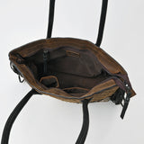 American Darling Western Quilted Leather Tote with Hair-On Panel & Fringe