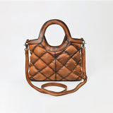 American Darling Quilted Leather Crossbody Bag for Women, Western Shoulder Purse with Round Top Handle Tan