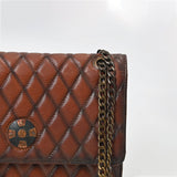 American Darling Quilted Leather Crossbody Bag for Women, Chain Strap Shoulder Purse with Flap Closure, Brown