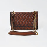 American Darling Quilted Leather Crossbody Bag for Women, Chain Strap Shoulder Purse with Flap Closure, Tan