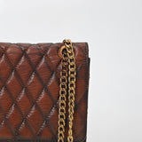American Darling Quilted Leather Crossbody Bag for Women, Chain Strap Shoulder Purse with Flap Closure, Tan