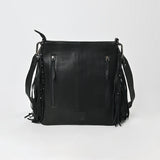 American Darling Checkered Western Crossbody Bag Black & White Tan Leather Trim