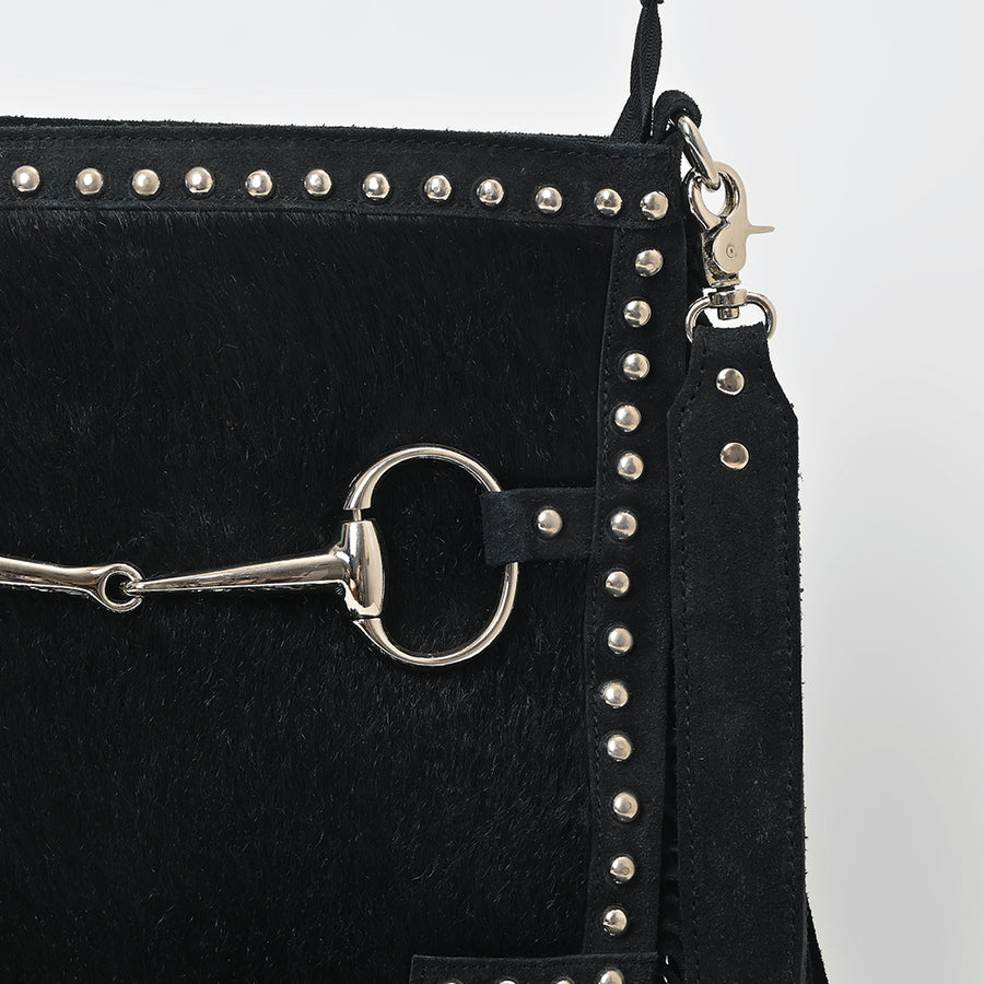 American Darling Western Fringe Leather Crossbody Bag with Studded Detail & Horsebit Accent – Stylish Shoulder Handbag