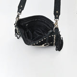 American Darling Western Fringe Leather Crossbody Bag with Studded Detail & Horsebit Accent – Stylish Shoulder Handbag