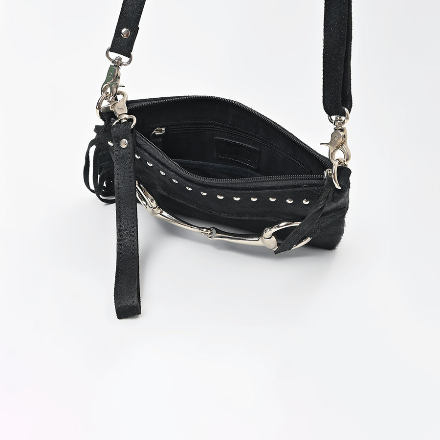 American Darling Western Fringe Leather Small Crossbody Bag with Studded Detail & Horsebit Accent