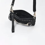 American Darling Western Fringe Leather Small Crossbody Bag with Studded Detail & Horsebit Accent