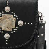American Darling Western Hair-On Cowhide Leather Shoulder Bag with Fringe
